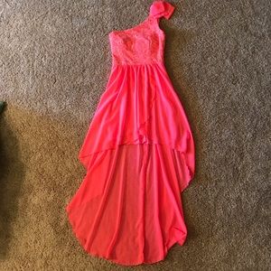 Neon Pink High Low Dress